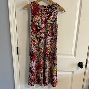Nine West Midi Dress Sleeveless Women’s 2 Colorful Abstract Mosaic Print Stretch